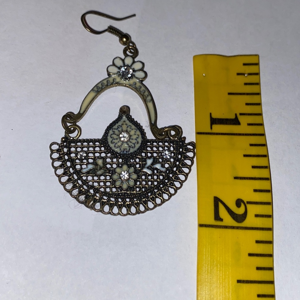 Silver-Tone Ornate Filigree Lightweight Hoop Dangle Earrings - Picture 8 of 8